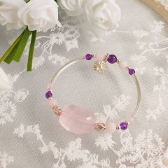 冰糖芙蓉 粉水晶純銀手環